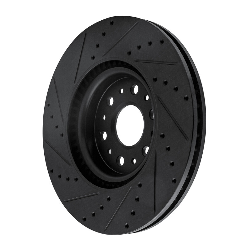 Buick Enclave Brake Rotor (1) - Front Right - R1 Concepts - Drilled & Slotted - Black - `17-`25